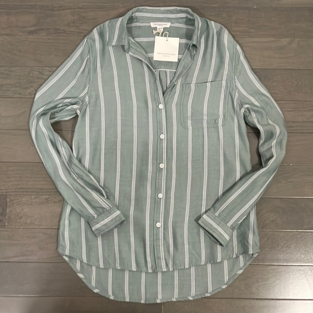 NWT beachlunchlounge Striped Button Down Shirt Size XS